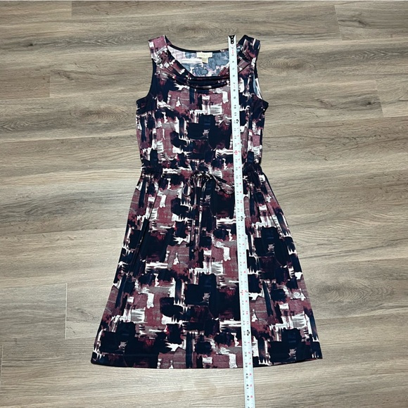 Loft Medium Dress Purple Blue Cowl Neck Drawstring Abstract Sleeveless Stretch - Picture 6 of 7